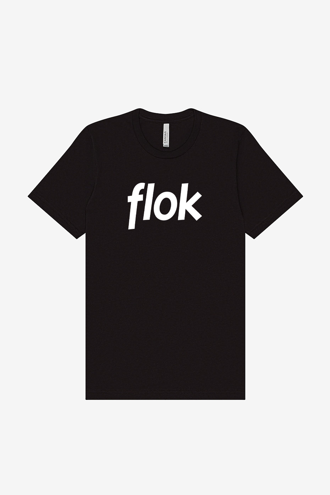 flok tshirt - white on black