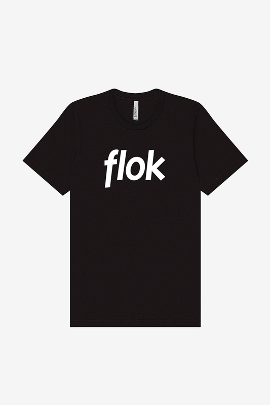 flok tshirt  - white on black